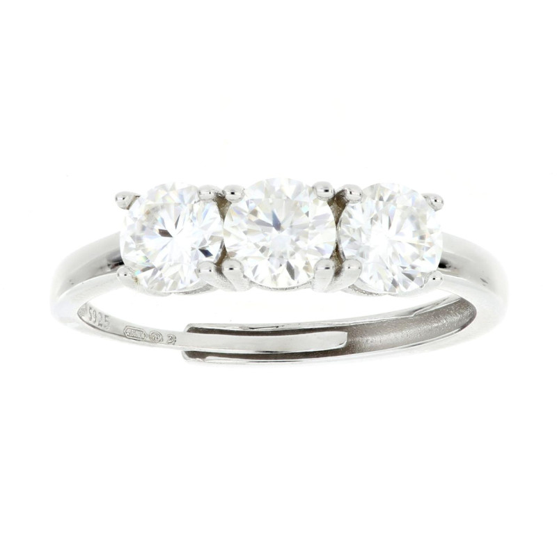 ANELL TRILOGI MOISSANITE D COLOR,TRIPLA EXC,FLU NONE,1.50 CT 5MM