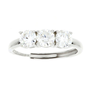 ANELL TRILOGI MOISSANITE D COLOR,TRIPLA EXC,FLU NONE,1.50 CT 5MM