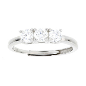 ANELL TRILOGI MOISSANITE D COLOR,TRIPLA EXC,FLU NONE,0.90 CT 4MM