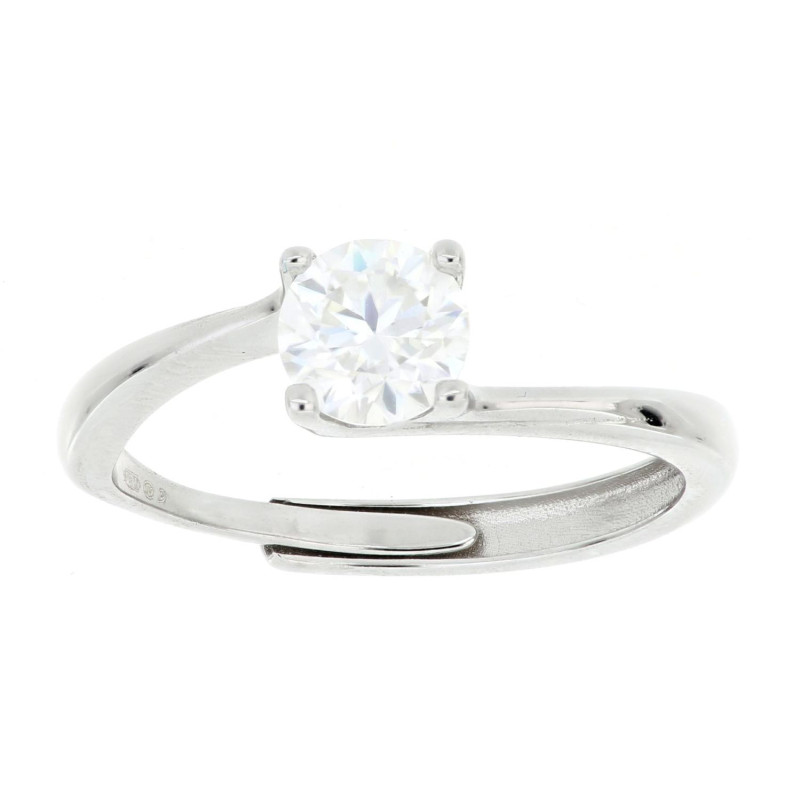 ANELLO MOISSANITE D COLOR,TRIPLA EXC,FLU NONE,0.80 CT, 6MM