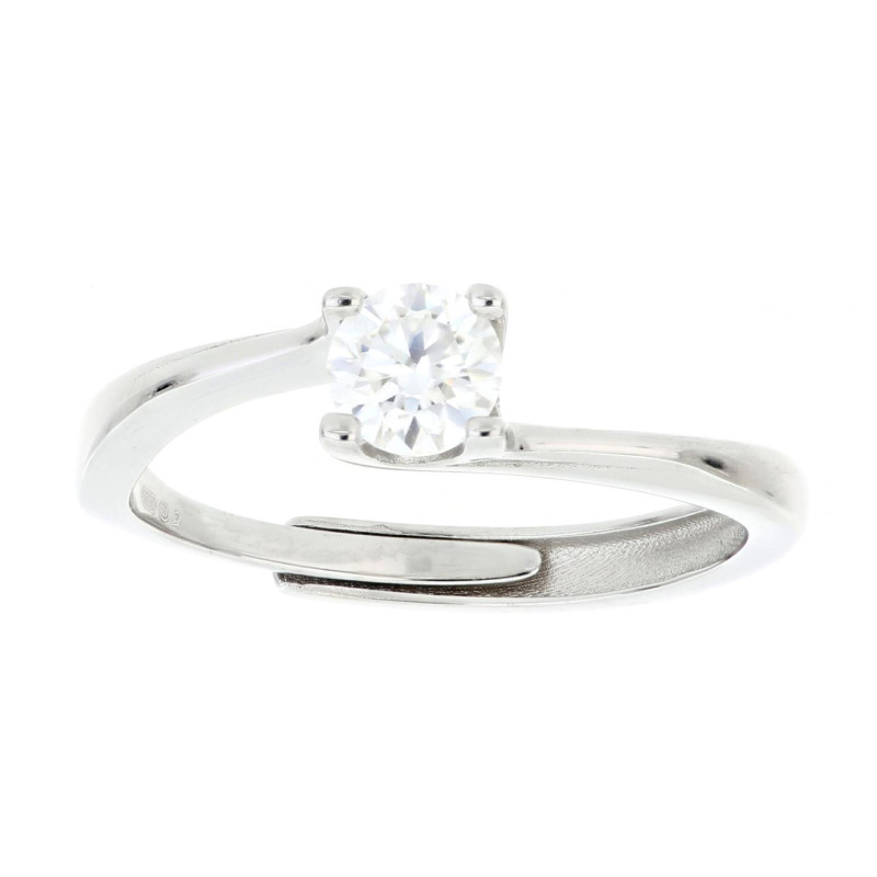 ANELLO MOISSANITE D COLOR,TRIPLA EXC,FLU NONE,0.50 CT, 5MM