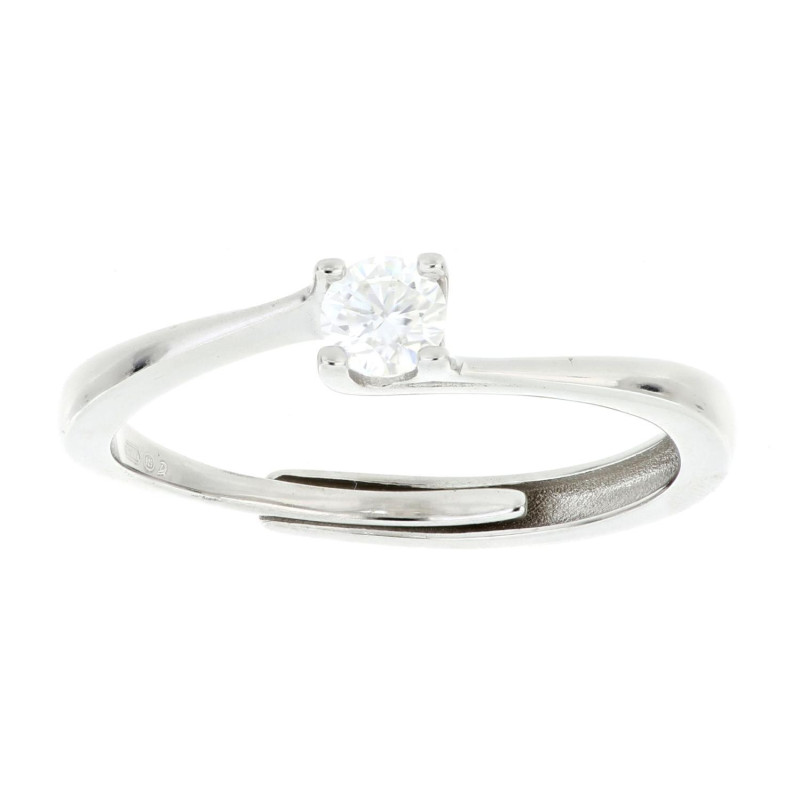 ANELLO MOISSANITE D COLOR,TRIPLA EXC,FLU NONE,0.30 CT, 4MM