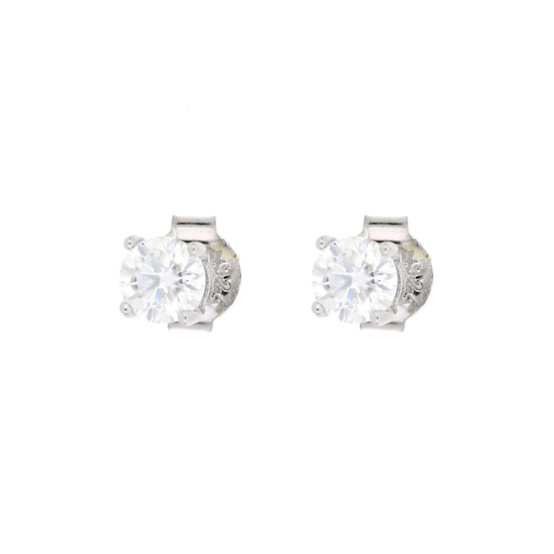 ORECCHINI MOISSANITE D COLOR,TRIPLA EXC,FLU NONE,0.60 CT, 4MM
