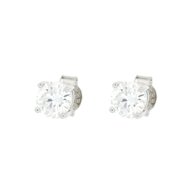 ORECCHINI MOISSANITE D COLOR,TRIPLA EXC,FLU NONE,1.00 CT, 5MM