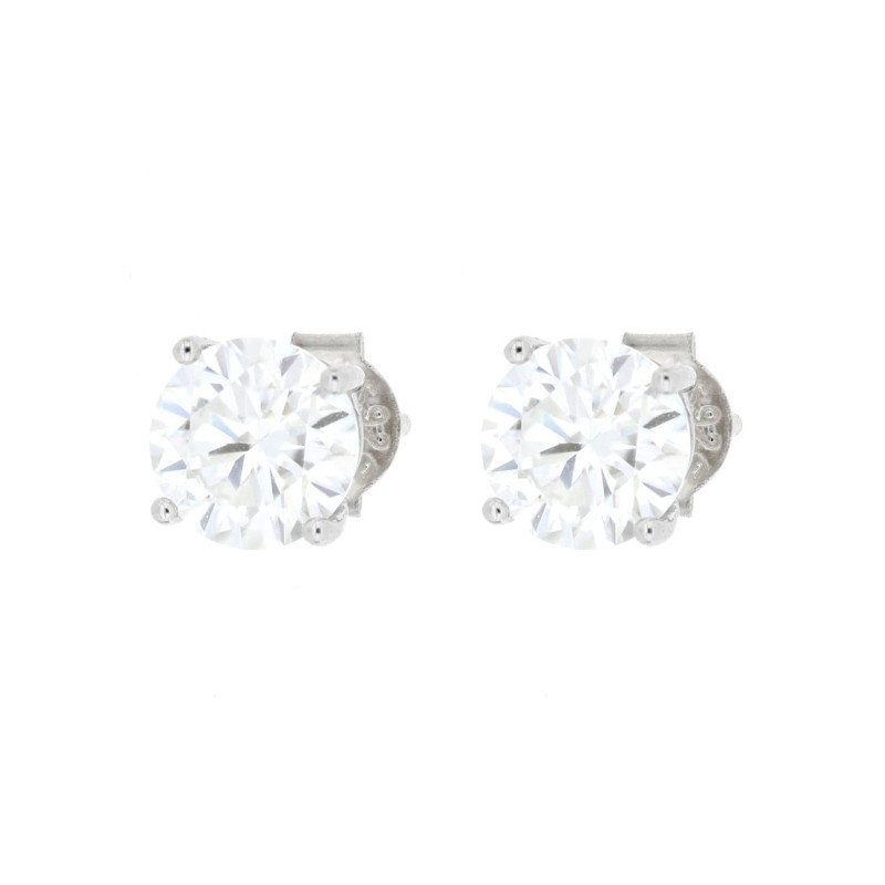 ORECCHINI MOISSANITE D COLOR,TRIPLA EXC,FLU NONE,1.60 CT, 6MM