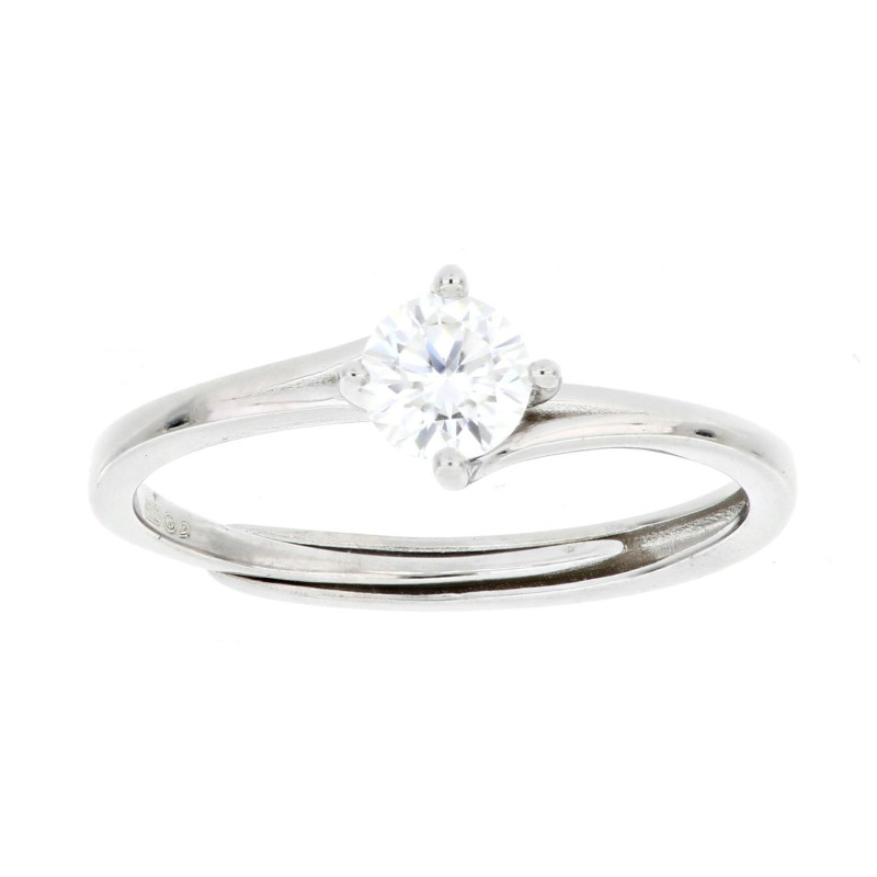 ANELLO MOISSANITE D COLOR,TRIPLA EXC,FLU NONE,0.50 CT, 5MM