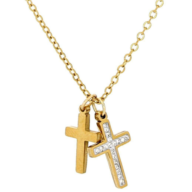 PENDENTE "ADANA" CON CROCI ZIRCONATE IN ACCIAIO