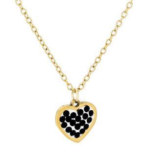 PENDENTE ADANA CON CUORE E ZIRCONI CM 47+5 IN ACCIAIO