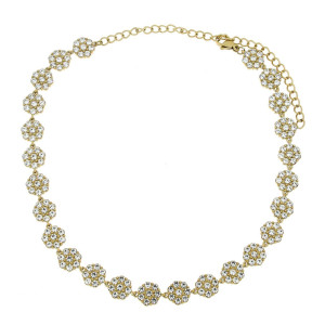 COLLANA CM 42+5 MINERVA IN ACCIAIO MM 8 CON PIETRE BIANCHE