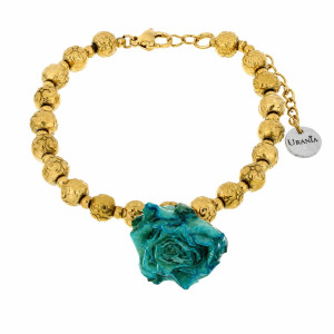 BRACCIALE PETALI PREZIOSI CON ROSA MM 15 IN ACCIAIO