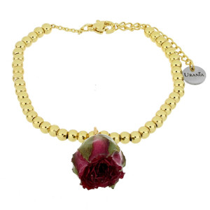 BRACCIALE PETALI PREZIOSI CON ROSA MM 15 IN ACCIAIO