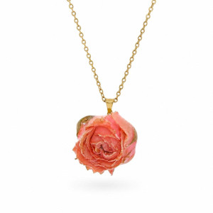 PENDENTE PETALI PREZIOSI CM 40+5 CON ROSA MM 15 IN ACCIAIO