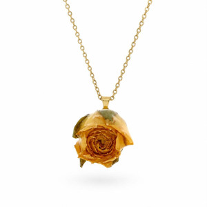 PENDENTE PETALI PREZIOSI CM 40+5 CON ROSA MM 15 IN ACCIAIO