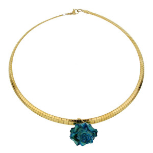 COLLANA PETALI PREZIOSI CON ROSA MM 15 IN ACCIAIO