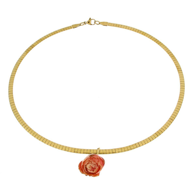COLLANA PETALI PREZIOSI CON ROSA MM 15 IN ACCIAIO