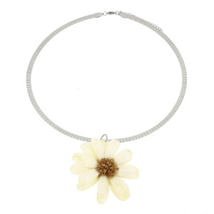 COLLANA PETALI PREZIOSI CON ROSA MM 15 IN ACCIAIO