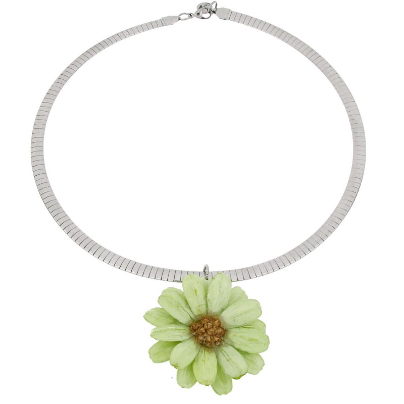 COLLANA PETALI PREZIOSI CON ROSA MM 15 IN ACCIAIO