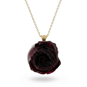 PENDENTE PETALI PREZIOSI CM 40+5 CON ROSA IN ACCIAIO