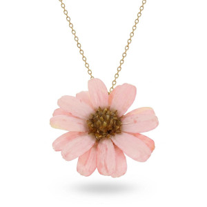 PENDENTE PETALI PREZIOSI CM 40+5 CON ROSA IN ACCIAIO