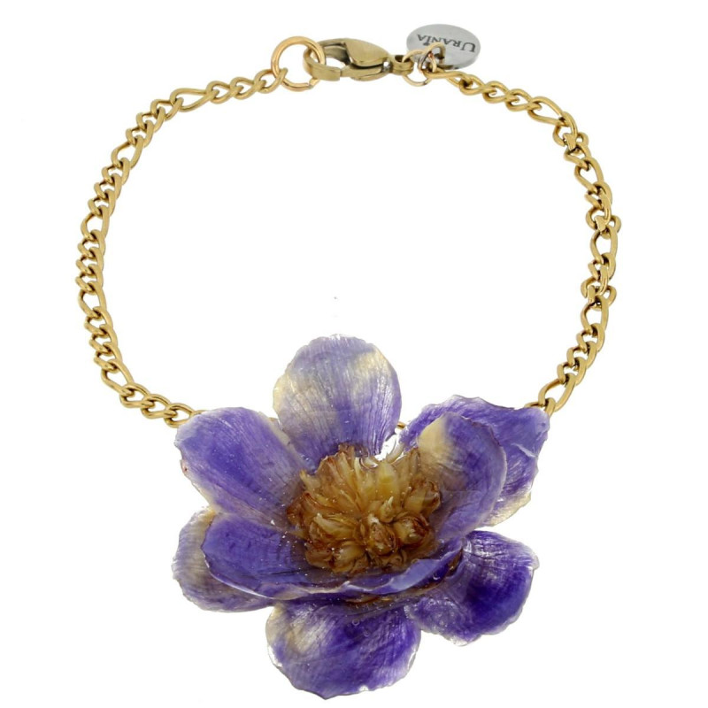 BRACCIALE PETALI PREZIOSI CON ROSA MM 15 IN ACCIAIO