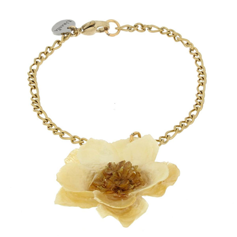 BRACCIALE PETALI PREZIOSI CON ROSA MM 15 IN ACCIAIO