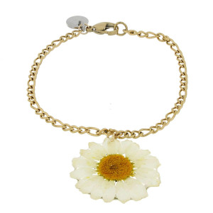 BRACCIALE PETALI PREZIOSI CON ROSA MM 15 IN ACCIAIO