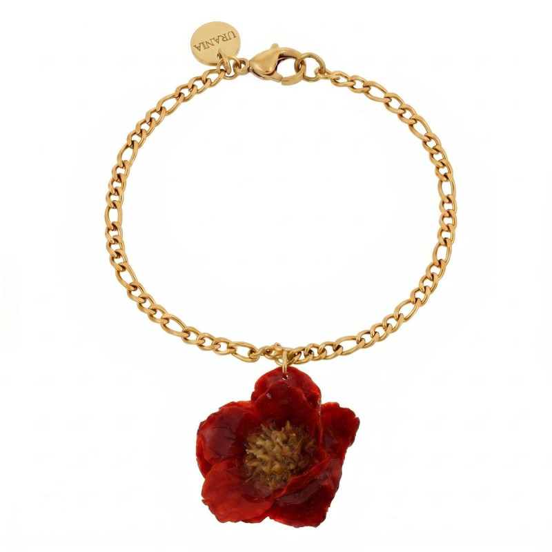 BRACCIALE PETALI PREZIOSI CON ROSA MM 15 IN ACCIAIO