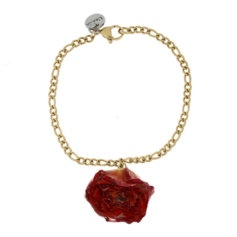 BRACCIALE PETALI PREZIOSI CON ROSA MM 15 IN ACCIAIO