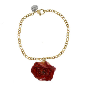 BRACCIALE PETALI PREZIOSI CON ROSA MM 15 IN ACCIAIO