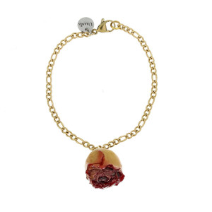 BRACCIALE PETALI PREZIOSI CON ROSA MM 15 IN ACCIAIO