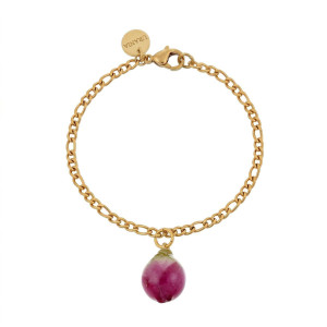 BRACCIALE PETALI PREZIOSI CON ROSA MM 15 IN ACCIAIO