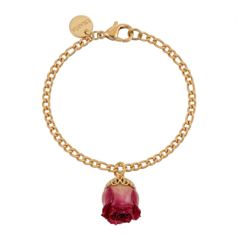 BRACCIALE PETALI PREZIOSI CON ROSA MM 15 IN ACCIAIO