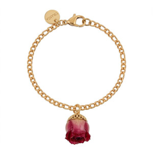 BRACCIALE PETALI PREZIOSI CON ROSA MM 15 IN ACCIAIO