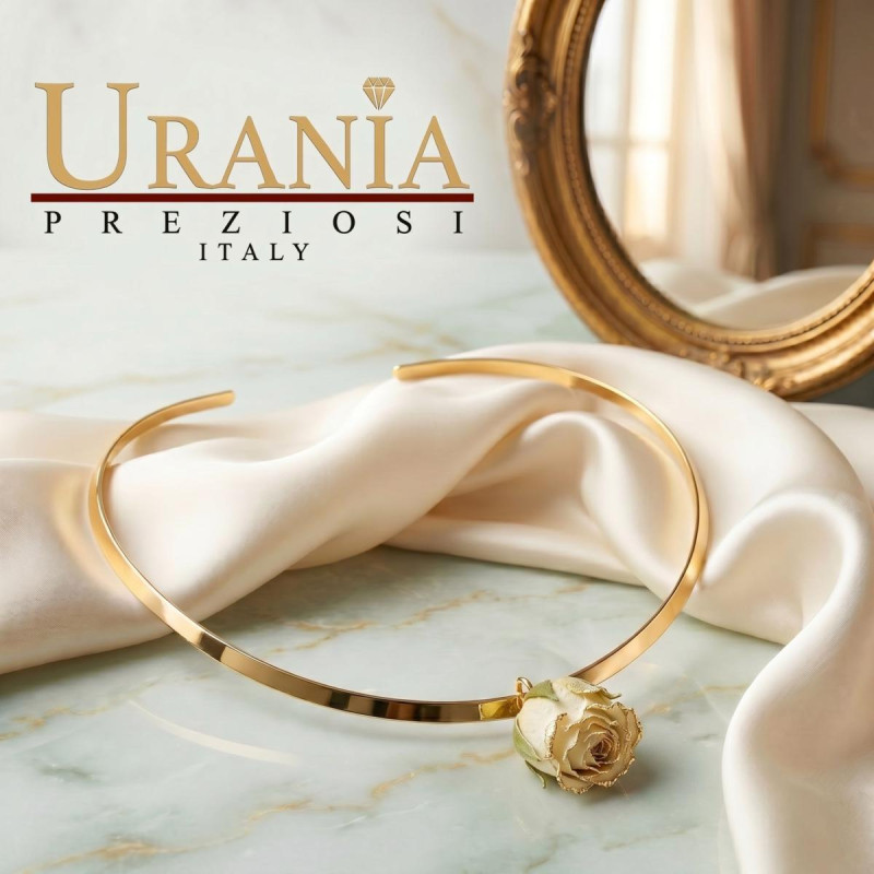 COLLANA PETALI PREZIOSI CON ROSA MM 15 IN ACCIAIO