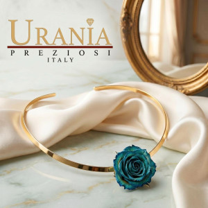 COLLANA PETALI PREZIOSI CON ROSA MM 15 IN ACCIAIO