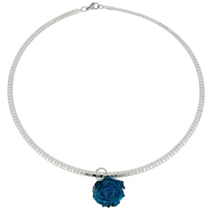 COLLANA PETALI PREZIOSI CON ROSA MM 15 IN ACCIAIO