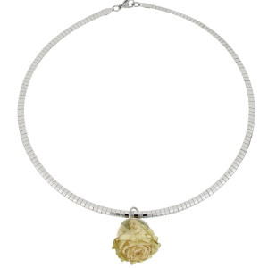 COLLANA PETALI PREZIOSI CON ROSA MM 15 IN ACCIAIO