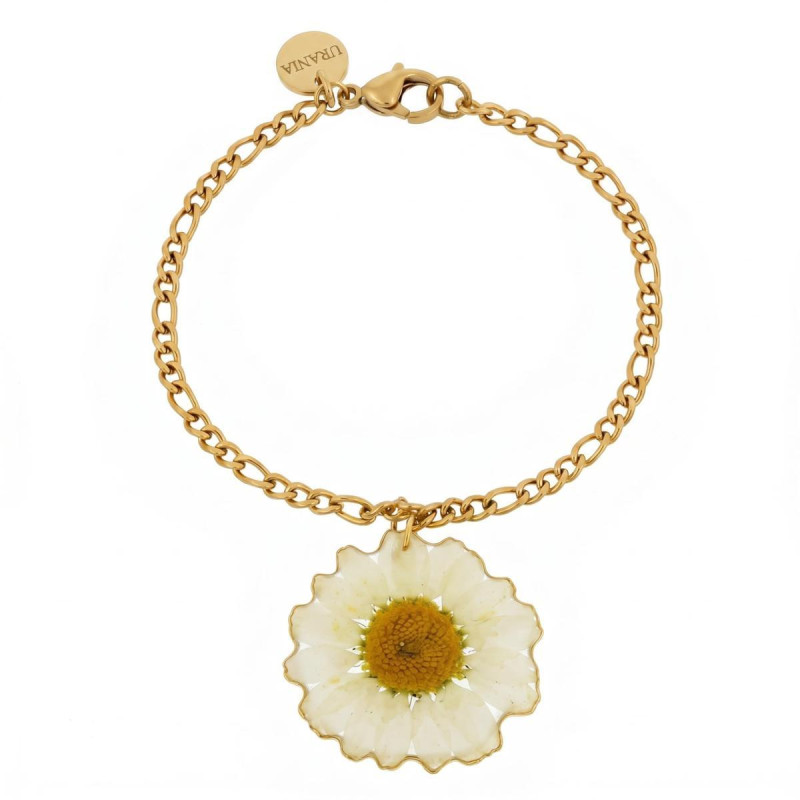 BRACCIALE PETALI PREZIOSI CON MARGHERITA IN ACCIAIO