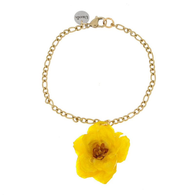 BRACCIALE PETALI PREZIOSI CON ROSA MM 15 IN ACCIAIO