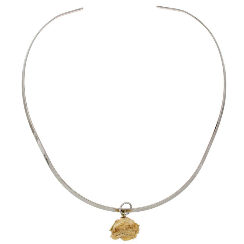 COLLANA PETALI PREZIOSI CON ROSA MM 15 IN ACCIAIO