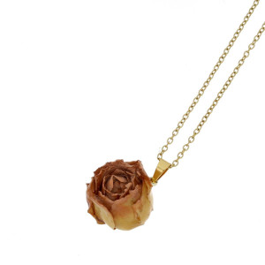 PENDENTE PETALI PREZIOSI CM 40+5 CON ROSA IN ACCIAIO