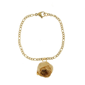 BRACCIALE PETALI PREZIOSI CON ROSA MM 15 IN ACCIAIO