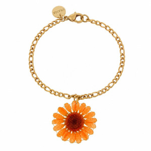BRACCIALE PETALI PREZIOSI CON MARGHERITA IN ACCIAIO