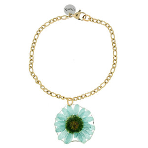 BRACCIALE PETALI PREZIOSI CON MARGHERITA IN ACCIAIO