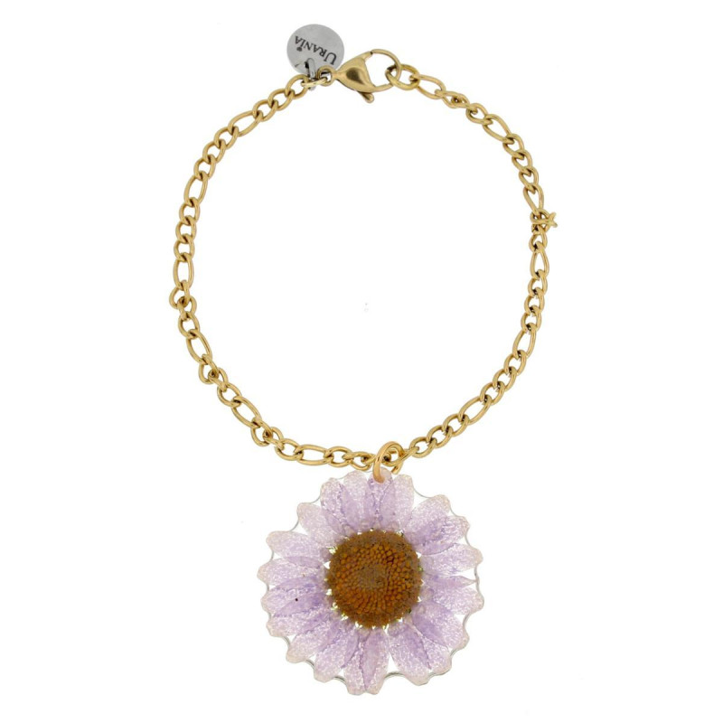 BRACCIALE PETALI PREZIOSI CON MARGHERITA IN ACCIAIO