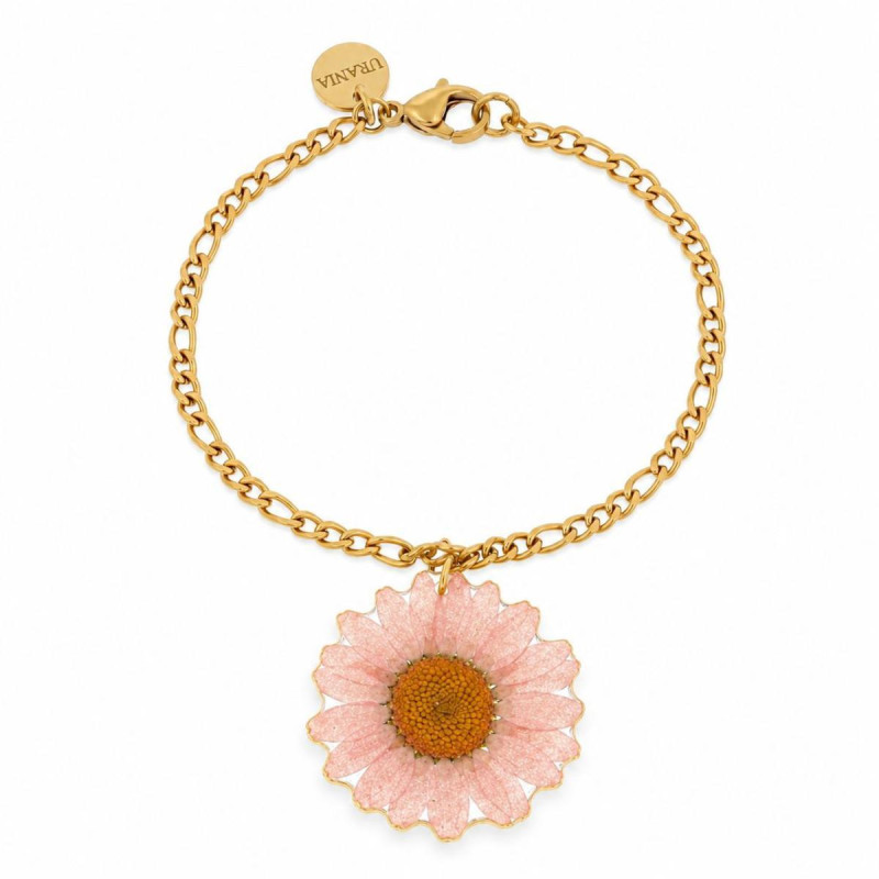 BRACCIALE PETALI PREZIOSI CON MARGHERITA IN ACCIAIO