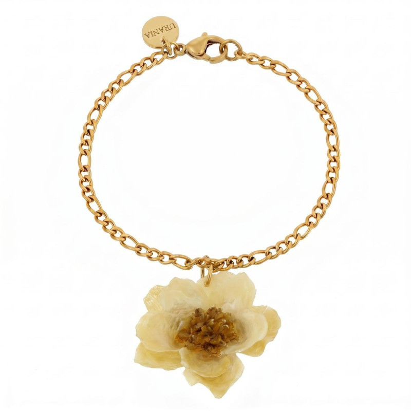 BRACCIALE PETALI PREZIOSI CON ROSA MM 15 IN ACCIAIO