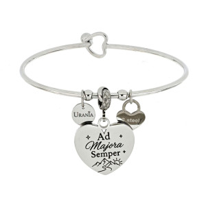 BRACCIALE PENSIERO 'AD MAJORA SEMPER' IN ACCIAIO