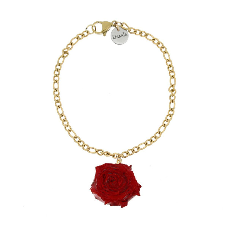 BRACCIALE PETALI PREZIOSI CON ROSA MM 15 IN ACCIAIO