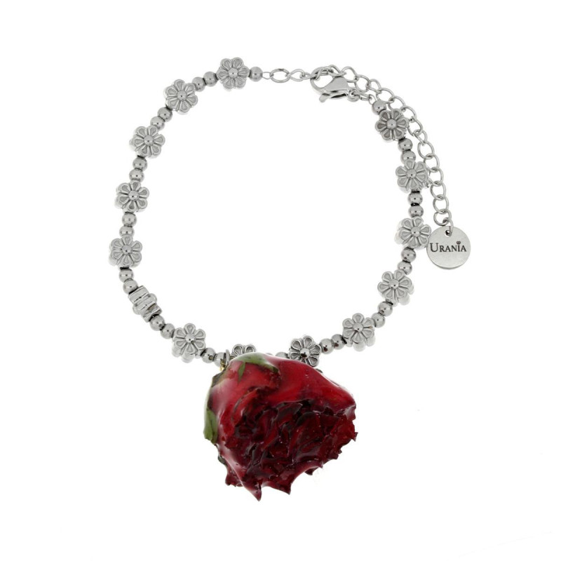 BRACCIALE PETALI PREZIOSI CON ROSA MM 15 IN ACCIAIO